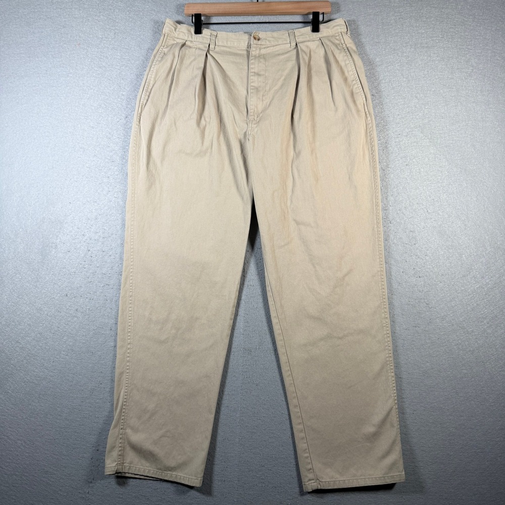 Vintage Polo Ralph Lauren Men's Khaki Pleated Cotton Pants Size 36x30 90's
